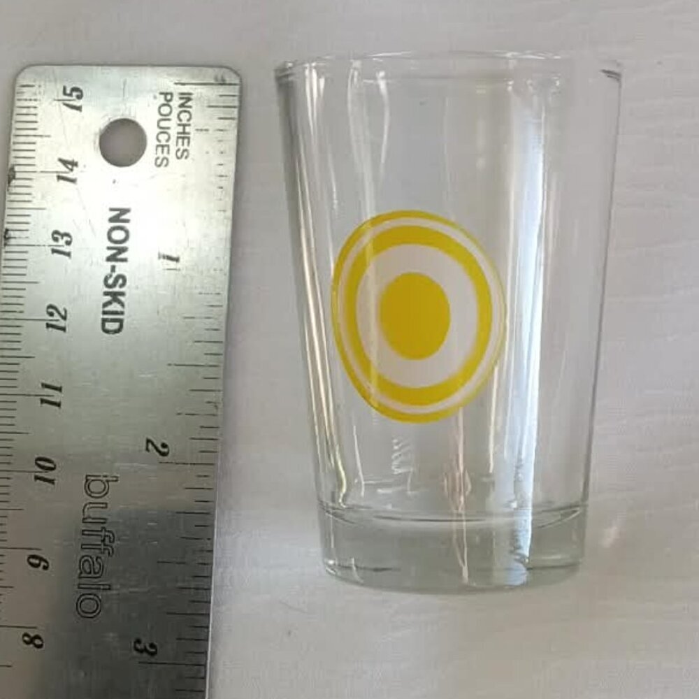 Retro/Mid-century modern little glass with yellow design